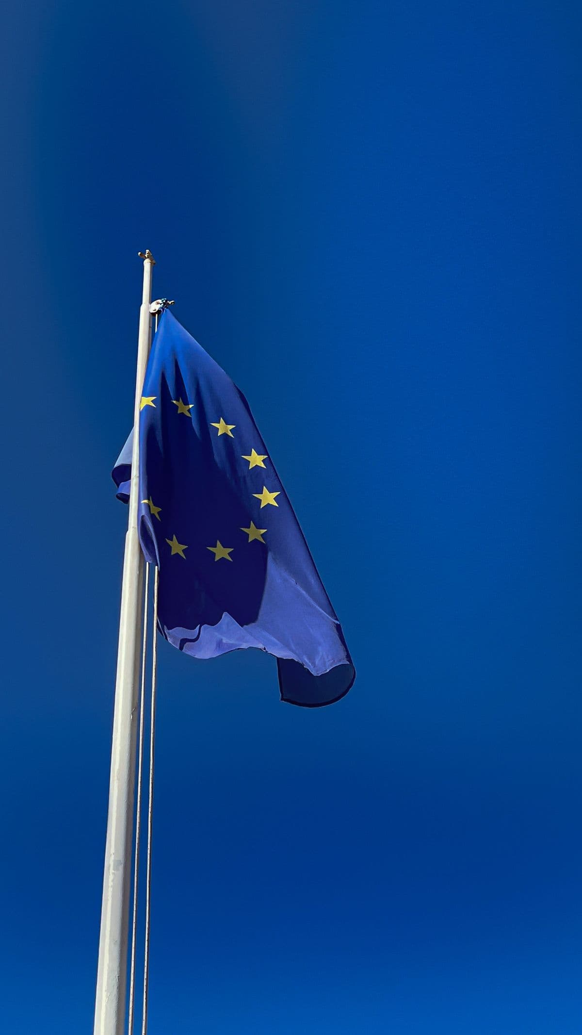 Bandera de la Unión Europea ondeando